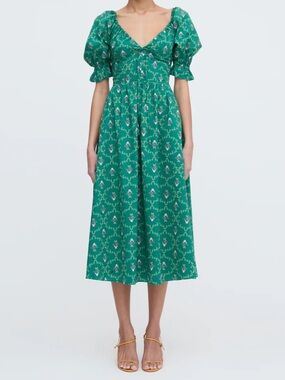 Hill House The Ophelia Dress - Emerald Trellis